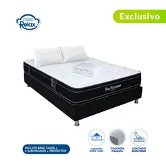 COLCHONES RELAX - Colchón con Base Cama Doble Firme Doble Pillow Espumado New Rest 140 x 190 cm + 2 Almohadas + Protector - 0% Interés a 3 Cuotas Pagando con tu CMR Banco Falabella