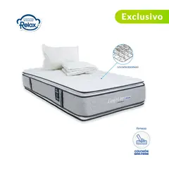 COLCHONES RELAX - Colchón SemiDoble Semi-Firme Ortopédico Doble Cara Resortado Confort Top 120 x 190 cm + Almohada + Protector - 0% Interés a 3 Cuotas Pagando con tu CMR Banco Falabella