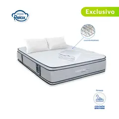 COLCHONES RELAX - Colchón Queen Semi-Firme Ortopédico Doble Cara Resortado Confort Top 160 x 190 cm + 2 Almohadas + Protector - 0% Interés a 3 Cuotas Pagando con tu CMR Banco Falabella