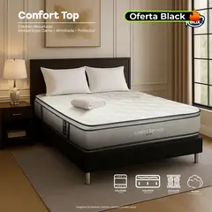 COLCHONES RELAX - Colchón con Base Cama SemiDoble Semi-Firme Ortopédico Doble Cara Resortado Confort Top 120 x 190 cm + Almohada + Protector