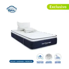 COLCHONES RELAX - Colchón Sencillo Firmeza Media Ortopédico con Pillow Resortado Smart Dream 100 x 190 cm + Almohada + Protector - 0% Interés a 3, 6 o 12 Cuotas Pagando con tu CMR Banco Falabella