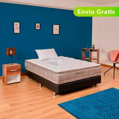 COLCHONES FANTASIA - Colchón con Base Cama Sencillo Firme Ortopédico Resortado con Doble Pillow Galaxy 100 x 190 cm + Almohada + Protector Colchones Fantasía - 0% Interés a 3 Cuotas Pagando con tu CMR Banco Falabella