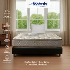 COLCHONES FANTASIA - Colchón con Base Cama Sencillo Firme Ortopédico Resortado con Doble Pillow Galaxy 100 x 190 cm + Almohada + Protector Colchones Fantasía