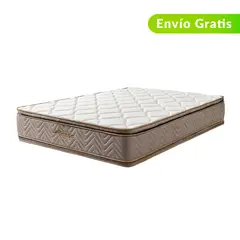 COLCHONES FANTASIA - Colchón con Base Cama Doble Firme Ortopédico Resortado con Doble Pillow Galaxy 140 x 190 cm + Almohada + Protector Colchones Fantasía - 0% Interés a 3 o 6 Cuotas Pagando con tu CMR Banco Falabella