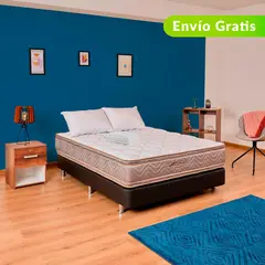 COLCHONES FANTASIA - Colchón con Base Cama Queen Firme Ortopédico Resortado con Doble Pillow Galaxy 160 x 190 cm + Almohada + Protector Colchones Fantasía - 0% Interés a 3, 6 o 12 Cuotas Pagando con tu CMR Banco Falabella
