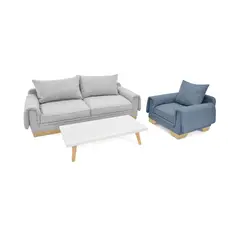 MICA - Juego de Sala Moderno en Poliéster (Sofá 2 Puestos + Poltrona + Mesa de Centro) Dubái Túnez