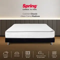 COLCHONES SPRING - Colchón con Base Cama Sencillo Firmeza Media Ortopédico Resortado Classic 100 x 190 cm