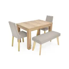 VENECIA - Juego de Comedor Moderno para 4 Personas (Comedor + 2 Sillas + Banco)