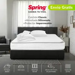 COLCHONES SPRING - Colchón Semidoble Firmeza Media Ortopédico Resortado Classic 120 x 190 cm + Almohada + Protector