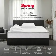 COLCHONES SPRING - Colchón Spring Semidoble Firmeza Media Ortopédico Resortado Rio 120 x 190 cm + Almohada + Protector