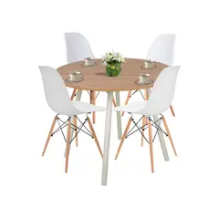 DKO DESIGN - Juego de Comedor 4 Puestos Redondo. Incluye: Set de 4 sillas y Mesa