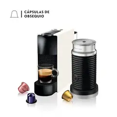 NESPRESSO - Cafetera de Cápsulas Essenza Mini Blanca con Espumador de Leche