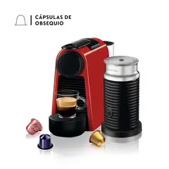 NESPRESSO - Cafetera de Cápsulas Essenza Mini Roja con Espumador de Leche