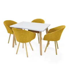 MICA - Juego de Comedor Moderno para 4 Personas (Comedor + 4 Sillas)
