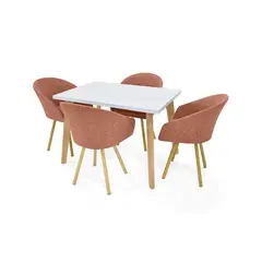 MICA - Juego de Comedor Moderno para 4 Personas (Comedor + 4 Sillas)