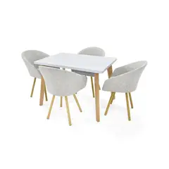 HOGAR VENECIA - Juego de Comedor Moderno para 4 Personas (Comedor + 4 Sillas) Mica