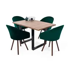 MICA - Juego de Comedor Moderno para 4 Personas (Comedor + 4 Sillas)