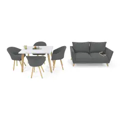 MICA - Juego de Sala Moderno en Poliéster (Sofá 2 Puestos + Comedor 4 Puestos) Túnez