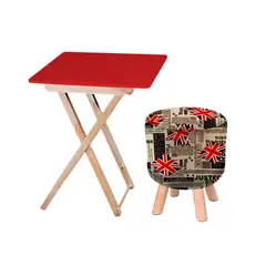 DKO DESIGN - Combo Mesa Auxiliar Plegable Roja + Puff England