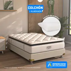AMERICANA DE COLCHONES - Colchón Sencillo Firmeza Media Ortopédico Resortado con Pillow A Cinco 100 x 190 cm + Almohada