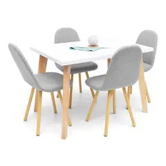 MICA - Juego de Comedor Moderno para 4 Personas Gris (Comedor + 4 Sillas)