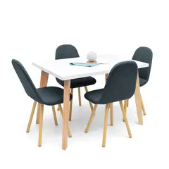 MICA - Juego de Comedor Moderno para 4 Personas Gris (Comedor + 4 Sillas)