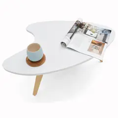 MICA - Mesa de Centro Moderna Forma Irregular en Madera Taniz 51 x 35 x 82 cm - Mueble