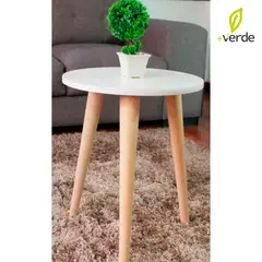 DKO DESIGN - Mesa Auxiliar Moderna Redonda en Madera 39 x 51 x 39 cm - Mueble