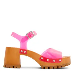 CALL IT SPRING - Sandalias para Mujer con tacón grueso y suela tipo tracker Sandalias transparentes rosadas de moda para mujer
