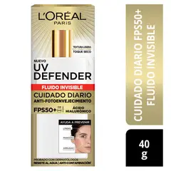 LOREAL PARIS - Protector Solar Loreal París Uv Defender Fluido Invisible Fps 50 X 40 Ml