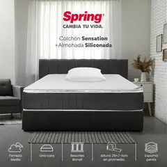 COLCHONES SPRING - Colchón Sencillo Firmeza Media Ortopédico con Pillow Resortado Sensation 100 x 190 cm + 1 Almohada - 0% Interés a 3 Cuotas Pagando con tu CMR Banco Falabella