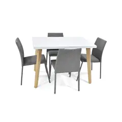 MICA - Juego de Comedor Moderno para 4 Personas Gris (Comedor + 4 Sillas)