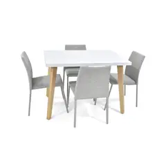 MICA - Juego de Comedor Moderno para 4 Personas Gris (Comedor + 4 Sillas)