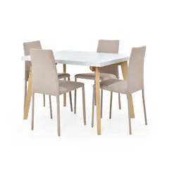MICA - Juego de Comedor Moderno para 4 Personas Beige (Comedor + 4 Sillas)