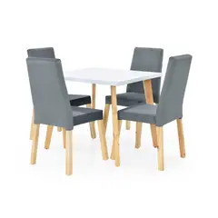 MICA - Juego de Comedor Moderno para 4 Personas Gris (Comedor + 4 Sillas)