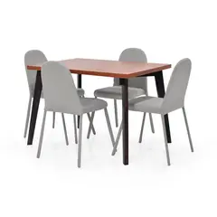 MICA - Juego de Comedor Moderno para 4 Personas Gris (Comedor + 4 Sillas)