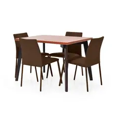 MICA - Juego de Comedor Moderno para 4 Personas Café (Comedor + 4 Sillas)