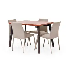 MICA - Juego de Comedor Moderno para 4 Personas Café (Comedor + 4 Sillas)