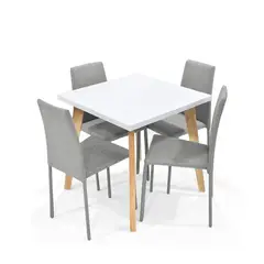 MICA - Juego de Comedor Moderno para 4 Personas Gris (Comedor + 4 Sillas)