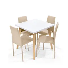 MICA - Juego de Comedor Moderno para 4 Personas Gris (Comedor + 4 Sillas)