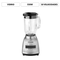 BLACK+DECKER - Licuadora DuraPro 10 Velocidades 550 Watts con 4 Cuchillas y Jarra de Vidrio BLBD210GSS