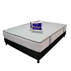 DORMILANDIA - Colchón con Base Cama Doble Firmeza Suave Ortopédico Resortado Caribe 140 x 190 cm + 2 Almohadas