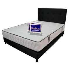 DORMILANDIA - Colchón con Base Cama Doble Firmeza Suave Ortopédico Resortado Caribe 140 x 190 cm + Cabecero - 0% Interés a 3 Cuotas Pagando con tu CMR Banco Falabella