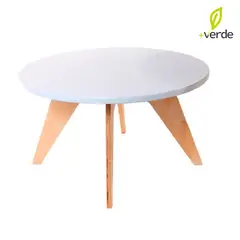 DKO DESIGN - Mesa de Centro Moderna Redonda en Aglomerado MDF 60 x 35 x 60 cm - Mueble