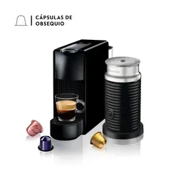 NESPRESSO - Cafetera de Cápsulas Essenza Mini Negra con Espumador de Leche