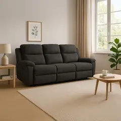 ELITE LIVING - Sofá Reclinable 3 Puestos Microfibra Mecánico Marsella - Mueble - Mueble