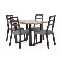 MICA - Juego de Comedor Moderno para 4 Personas Gris (Comedor + 4 Sillas)