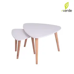 DKO DESIGN - Set de Mesas Auxiliares Modernas Triangular en Melamina 60 x 50 x 60 cm - Mueble