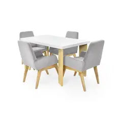 HOGAR VENECIA - Juego de Comedor Moderno para 4 Personas (Comedor + 4 Sillas) Mica