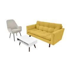 MICA - Juego de Sala Moderno en Poliéster (Sofá + Poltrona + Mesa de Centro) Cuenca Nepal Atenas